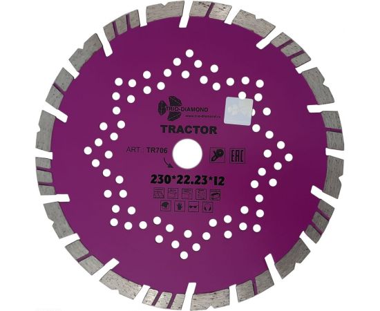 Диск алмазный отрезной Tractor (230х22.2х12 мм) TRIO-DIAMOND TR706 