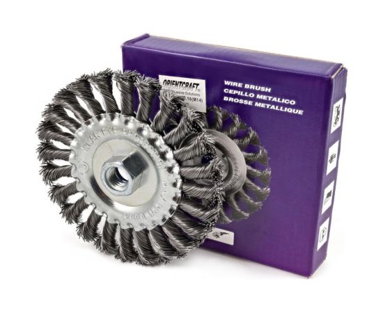 Щетка-крацовка плоская (125 мм; M14; крученая проволока) для УШМ Orientcraft WHBM14125531 