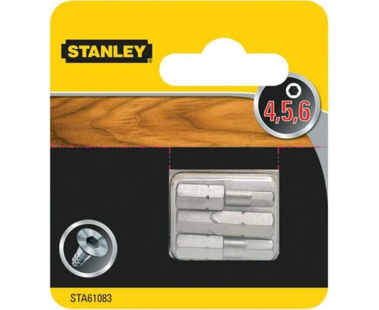 Биты HEX4, 5, 6x25 мм, 3 шт Stanley STA61083-XJ 
