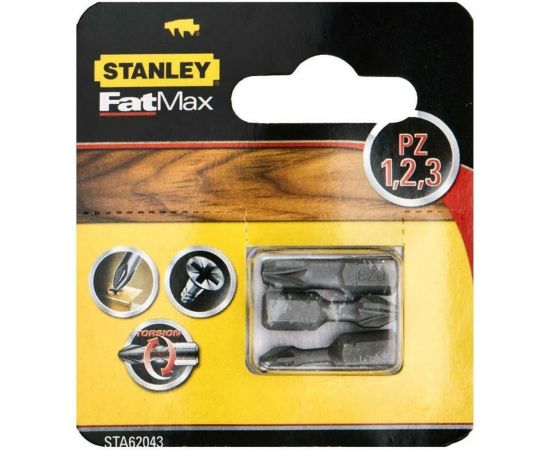 Биты FATMAX TORSION PZ1, 2, 3x25 мм, 3 шт Stanley STA62043-XJ 