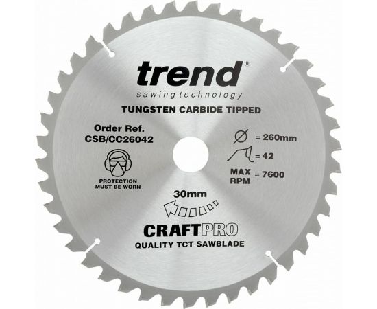 Пильный диск 260 мм 42 зуба TREND CSB/CC26042 