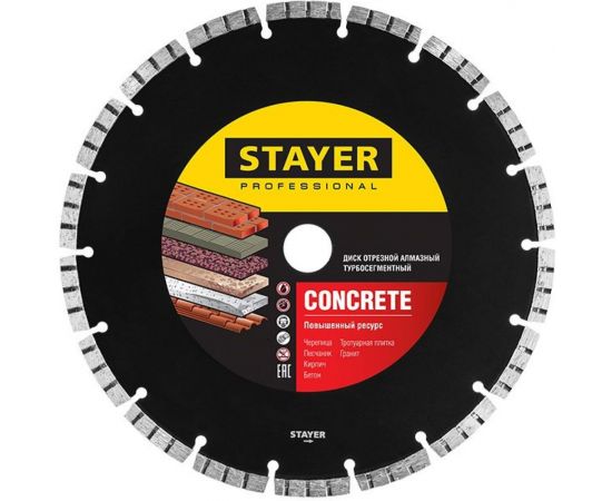 Диск алмазный отрезной по бетону/кирпичу/плитке (115х22.2 мм) CONCRETE Professional Stayer 3660-115_z02 