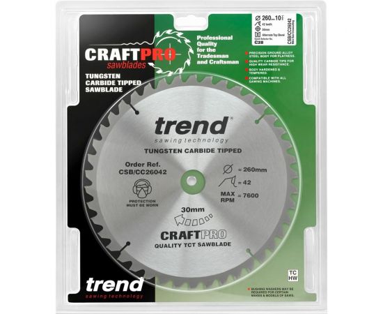 Пильный диск 260 мм 42 зуба TREND CSB/CC26042 – изображение 2