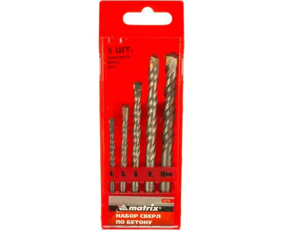 Набор сверл по бетону (4-10 мм; 5 шт.) MATRIX 70730 – изображение 2