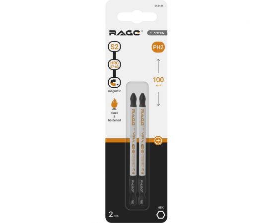 Биты магнитные PH2, 100 мм, 2 шт, s2 rage by VIRA 554136 – изображение 3
