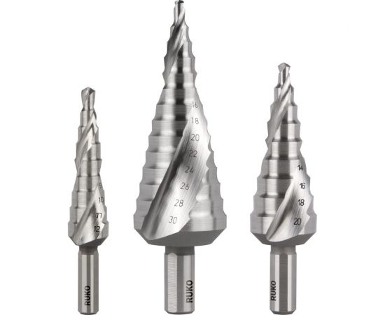 Набор сверл ступенчатых (3 шт; 4-30 мм; HSSE-Co 5) Ruko 101026ERO – изображение 5