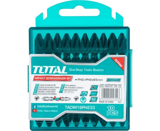Набор ударных бит двухсторонних 10 шт, PH2, 65 мм TOTAL TACIM16PH233 – изображение 5