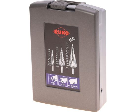 Набор сверл ступенчатых (3 шт; 4-30 мм; HSSE-Co 5) Ruko 101026ERO – изображение 9
