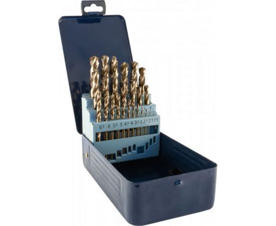 Набор спиральных сверл по металлу (19 шт, 1.0-10.0 мм, HSS Co) в металлическом кейсе Thorvik TDBS19K5 