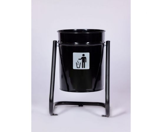 Урна уличная ПРОФМЕТСТИЛЬ металлическая, черная, с креплением в асфальт 638 