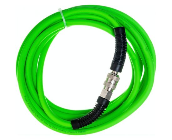 Шланг эластичный резиновый с защитой от перегибов на концах (5 м, 6х12 мм, ПВХ покрытие, быстросъемные соединения) Pegas pneumatic 4931 