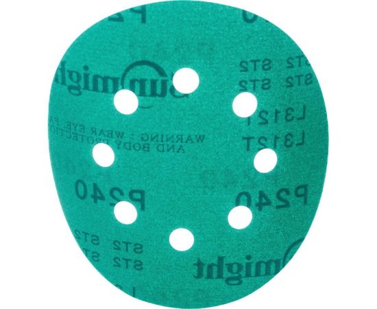 Круг шлифовальный FILM L312TV (100 шт; 125 мм; на липучке; 8 отв; зелёный; P240) SUNMIGHT 53212 