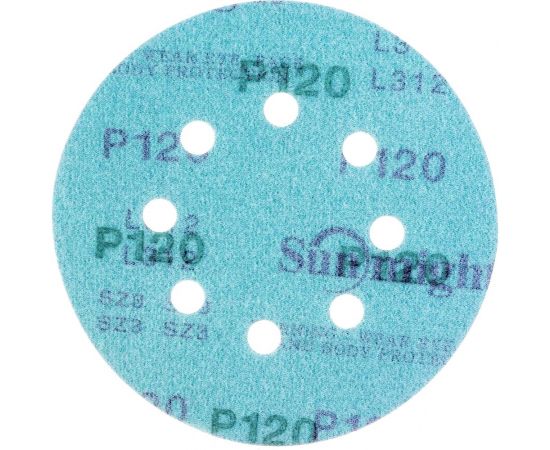 Круг шлифовальный FILM L312TV (100 шт; 125 мм; на липучке; 8 отв; зелёный; P120) SUNMIGHT 53208 