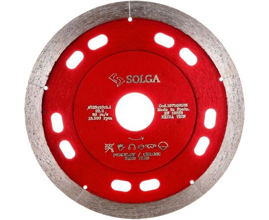 Диск алмазный сплошной по керамограниту, керамике HARD TILES 125х1.1х22.23 мм Solga Diamant 1571G6125 – изображение 2