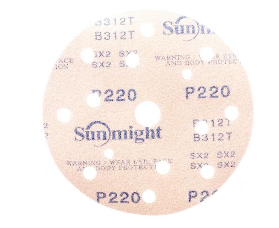 Круг шлифовальный на липучке GOLD B312T (100 шт; 150 мм; 15 отверстий; Р220) SUNMIGHT 44311 – изображение 2