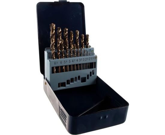 Набор спиральных сверл по металлу (19 шт, 1.0-10.0 мм, HSS Co) в металлическом кейсе Thorvik TDBS19K5 – изображение 3