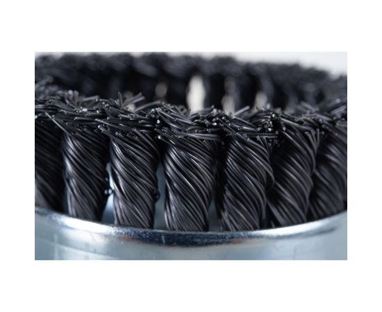 Щетка чашечная усиленная для УШМ (жгутированная стальная проволока 0,5 мм, 100 мм) MIRAX 35144-100 – изображение 3