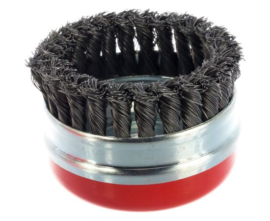 Щетка чашечная усиленная для УШМ (жгутированная стальная проволока 0,5 мм, 100 мм) MIRAX 35144-100 – изображение 4