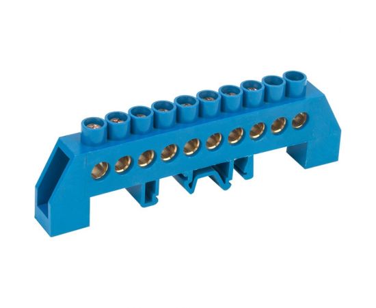 Нулевая N шина в комбинированном синем изоляторе на DIN-рейку REXANT 8x12 мм 10 групп 11-2316 