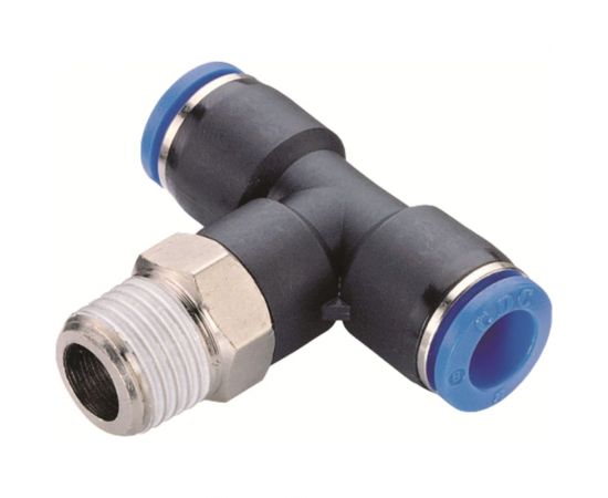 Фитинг цанговый тройник Т-образный 8 мм, резьба наружная 1/4"" Pegas pneumatic 5502 