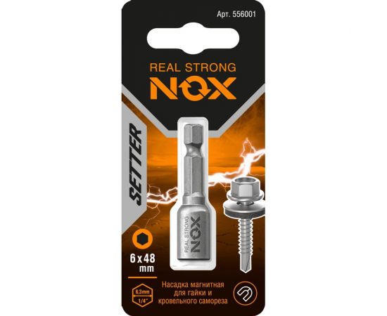 Ключ-насадка магнитная NUT SETTER 6x48 мм, карта NOX 556001 