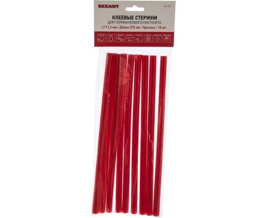 Клеевые стержни (10 шт; 11х270 мм; красные) REXANT 09-1274 