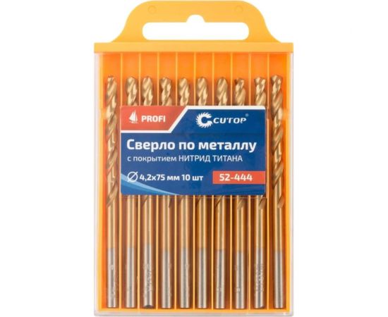 Сверло по металлу с титановым покрытием Profi 4.2x75 мм, 10 шт CUTOP 52-444 