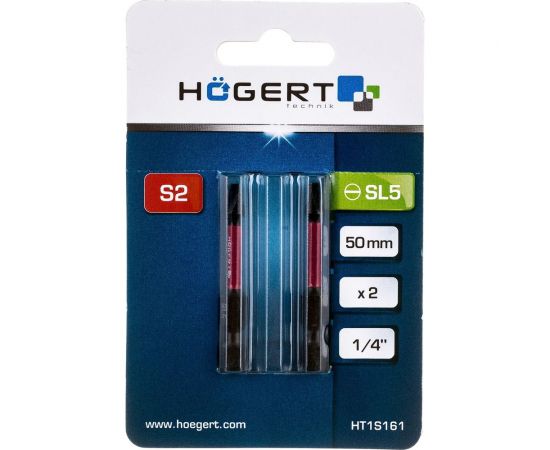 Биты ударные SL5, 50 мм, сталь S2, 2 шт HOEGERT TECHNIK HT1S161 