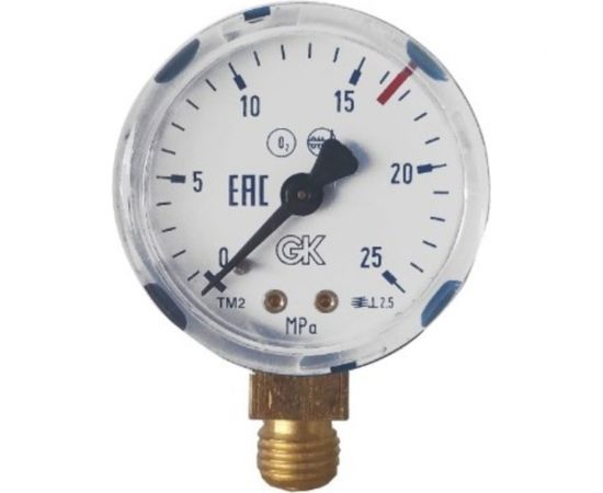 Манометр кислородный 25 МПа, диаметр 50 мм KRASS 2190107 