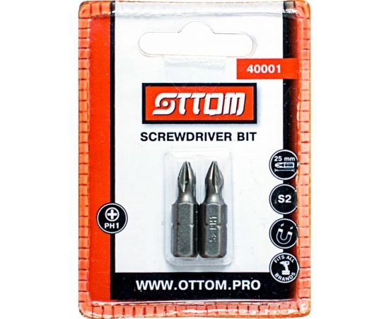 Бита PH1x25 мм (2 шт, S2) OTTOM 40001 