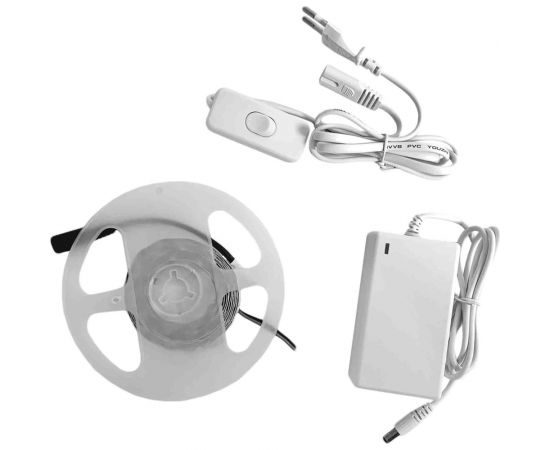 Комплект светодиодной ленты OGM 12В, 4,8Вт/м, smd3528, 60д/м, IP20, 220Лм/м, подложка 8мм, 2,5м, х/б SL-07 