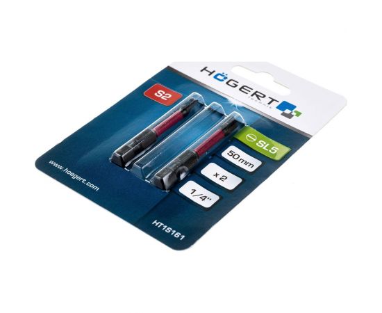 Биты ударные SL5, 50 мм, сталь S2, 2 шт HOEGERT TECHNIK HT1S161 – изображение 2