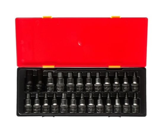 Набор бит-головок 1/2"" HEX H4-H14, TORX T20-T60, SPLINE M5-M12 (25 предметов) JTC K4251 – изображение 2