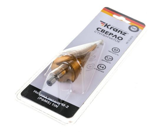 Сверло по металлу ступенчатое ТИТАН 4.0-30.0 мм, Р6М5 TiN KRANZ KR-12-6612 – изображение 2