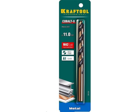 Сверло по металлу COBALT HSS-Co 8% сталь М42 (11х142 мм) Kraftool 29656-11 – изображение 3