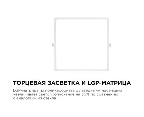 Светодиодная панель Apeyron встраиваемая квадратная 220В, 24Вт, алюминиевый корпус, изолированный драйвер ДН 06-34 – изображение 3