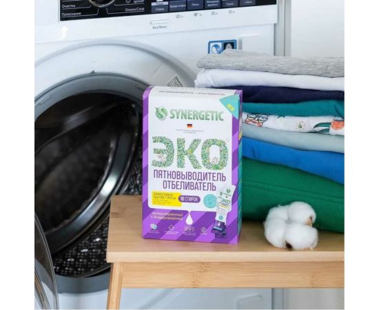 Гипоаллергенный отбеливатель-пятновыводитель с активным кислородом SYNERGETIC 10 стирок, биоразлагаемый 4607971451716 111102 – изображение 3