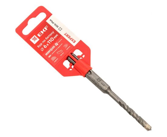 Бур по бетону SDS-plus, 6x110 мм, 4 резца, Expert EKF db-6-110-4x4 