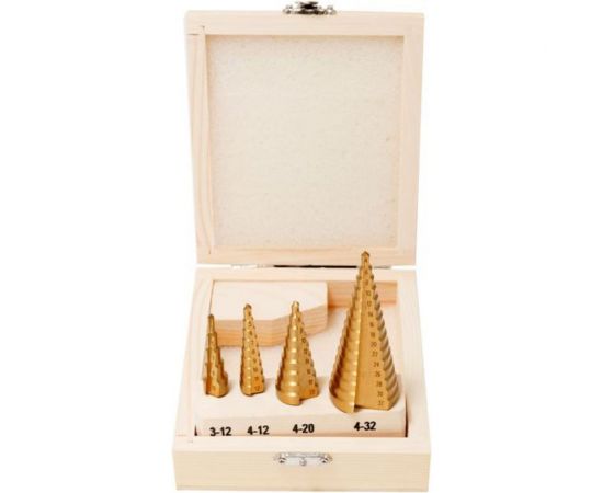 Набор сверл ступенчатых (4 шт; HSS 4241) Forsage F-38503 