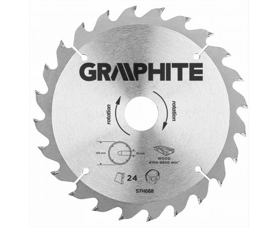 Диск отрезной 190x30 мм, 24 зуба GRAPHITE 57H668 
