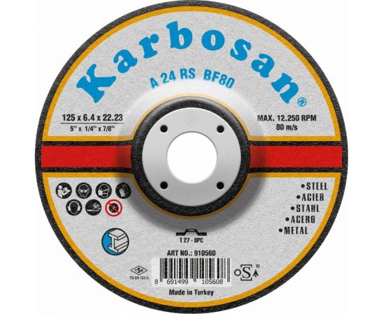 Диск шлифовальный по металлу 125х6.4х22 мм Karbosan 10560 