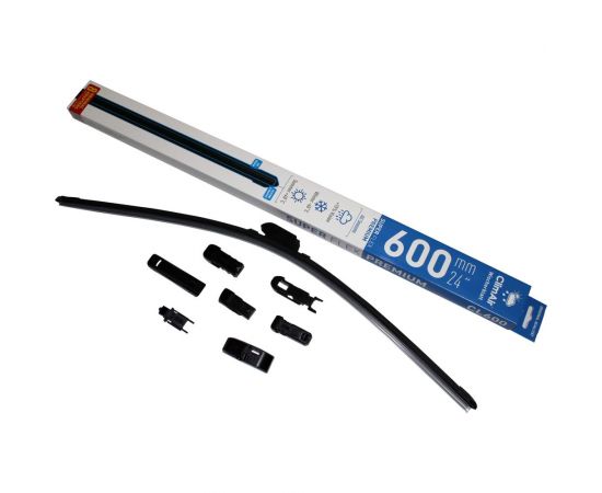 Щетка стеклоочистителя всесезонная бескаркасная SUPER FLEX PREMIUM 24""/600 мм, 8 адаптеров в комплекте Climair CL600 