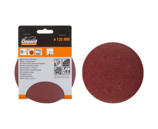 Шлифлист круглый самосцепляющийся 5 шт, 125 мм, Р180 Gepard GP5014-180 