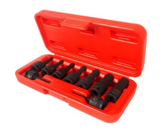 Набор ударных бит-головок 3/8"" HEX H3-14 мм, длина 52 мм, в кейсе (9 предметов) JTC J309H 