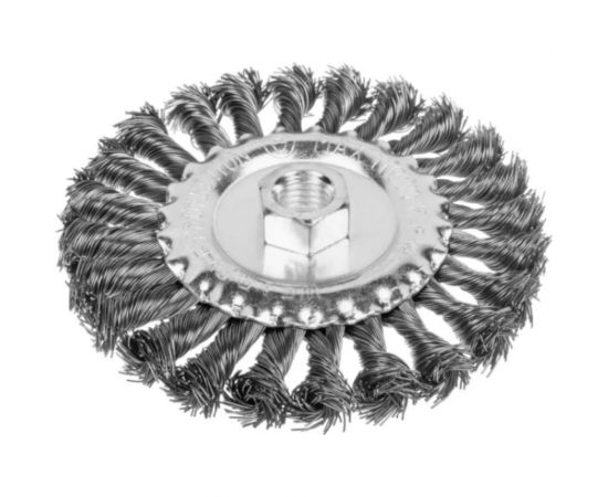 Щетка-крацовка дисковая, плетенная стальная проволока, 125 мм, М14 GROSSMEISTER 021128002 