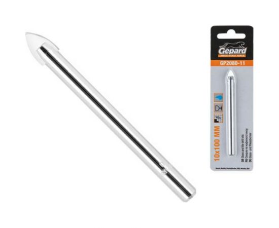 Сверло копьевидное твердосплавное по кафелю и стеклу 10x100 мм Gepard GP2080-11 – изображение 2