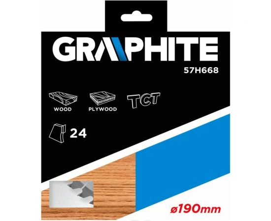 Диск отрезной 190x30 мм, 24 зуба GRAPHITE 57H668 – изображение 2