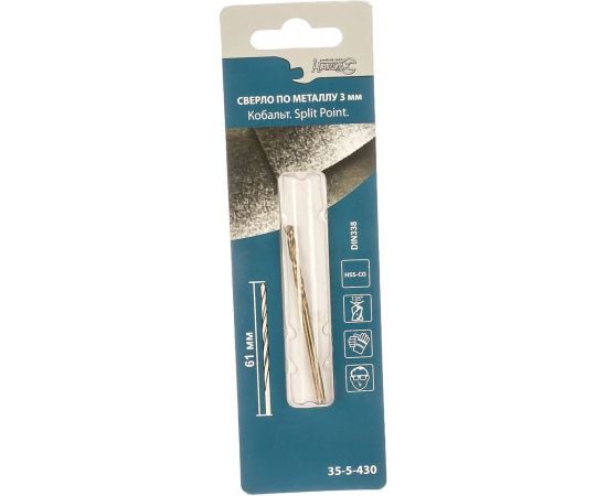 Сверло по металлу 3,0х61 мм Р6М5К5/HSS Cobalt Hardax 35-5-430 – изображение 2