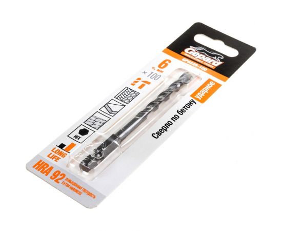 Сверло твердосплавное спиральное по бетону 6x100 мм, HRA 92 Gepard GP0226-100 – изображение 2