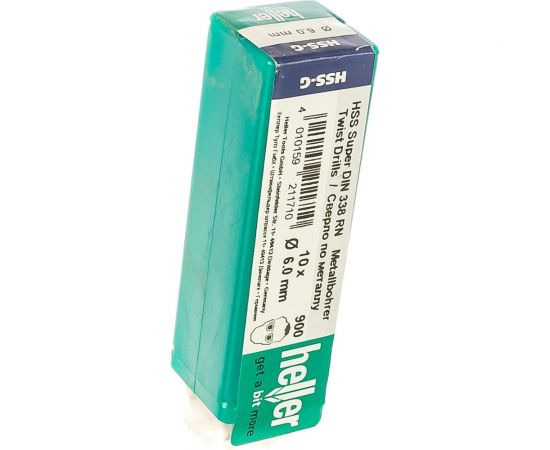 Сверло по металлу НSS-G Super DIN 338 RN (10 шт; 6х57х93 мм; Quadropack) Heller 21171 – изображение 2